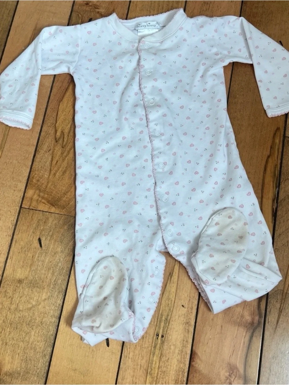 Kissy Kissy Heart Print Footed Pajamas size 6–9M